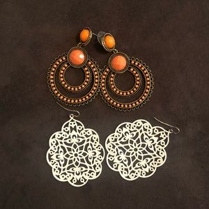Orange & White Earrings